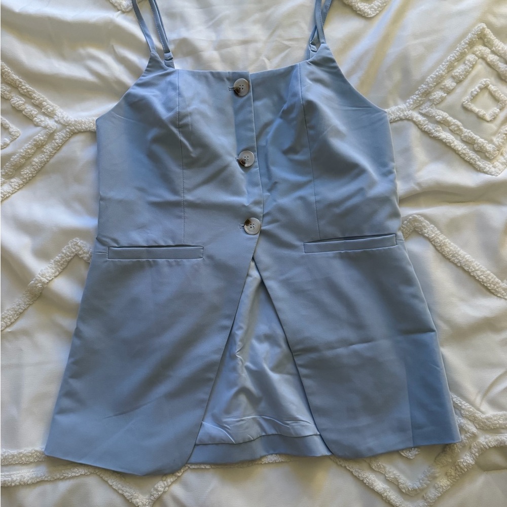 Light Blue Button-Front Top